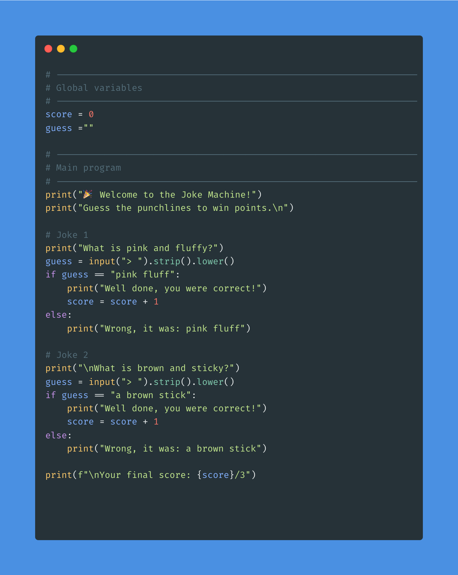 Starter code snippet
