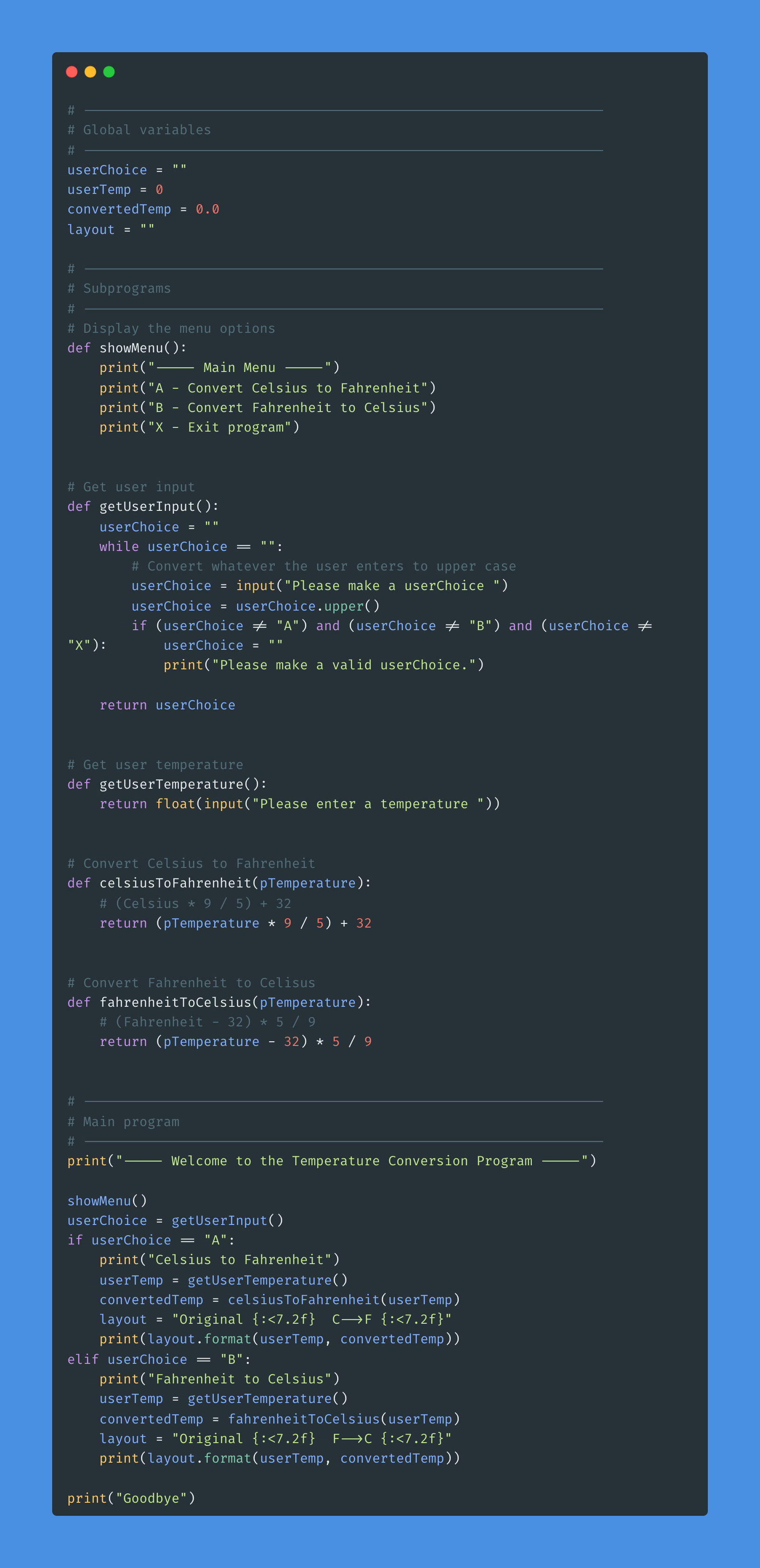 Starter code snippet